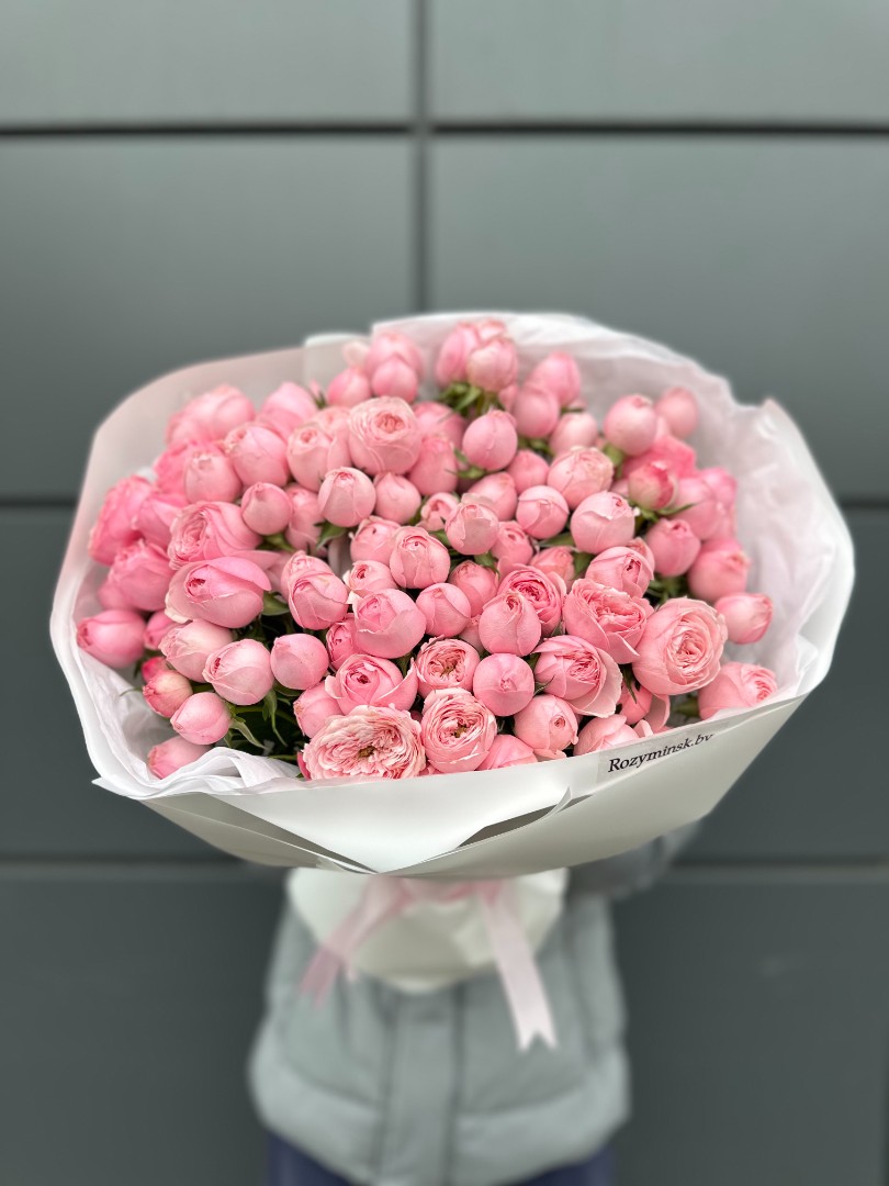 25 веток пионовидных кустовых роз Мэнсфилд Парк Пинк (Mansfield Park Pink)