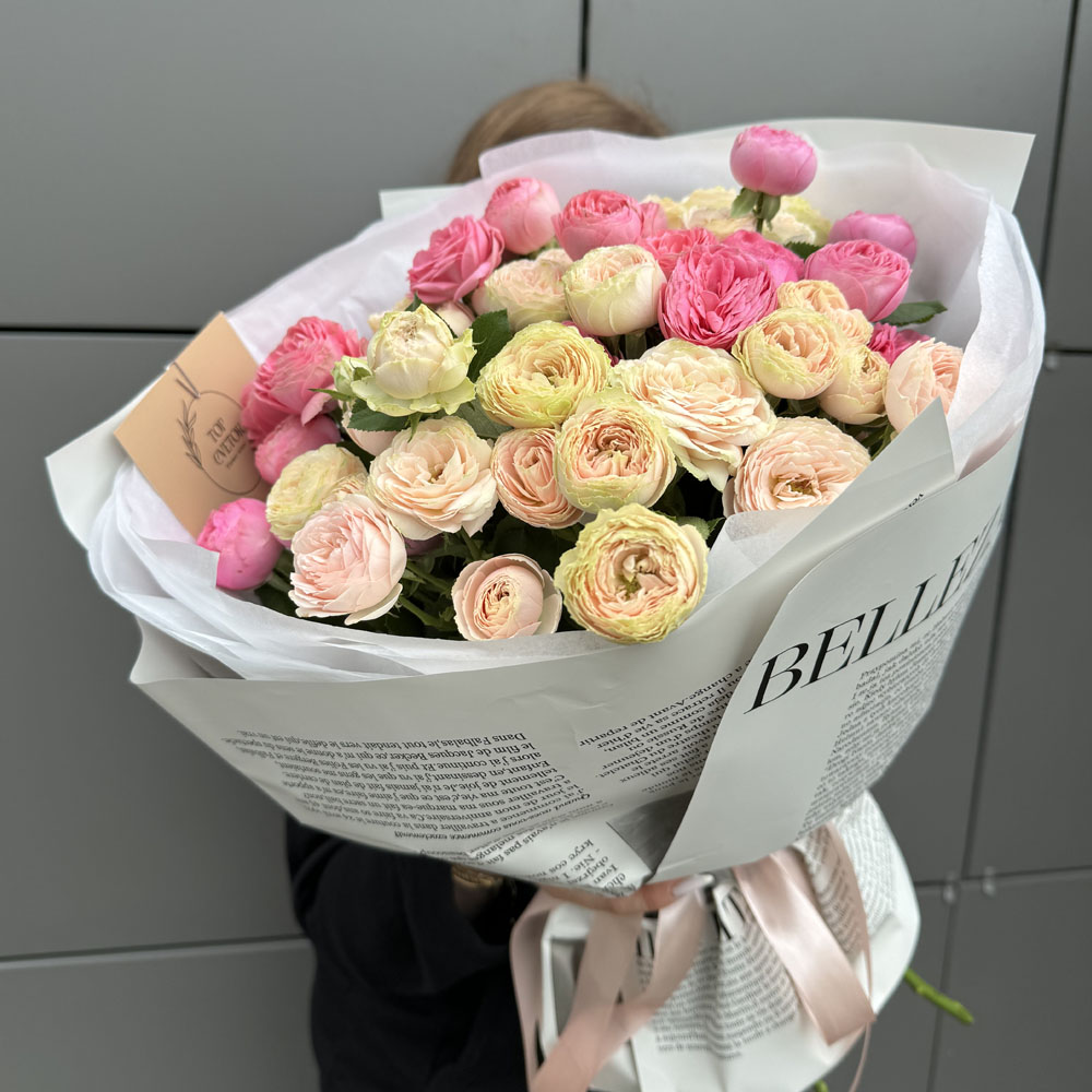 11 веток микс кустовых роз