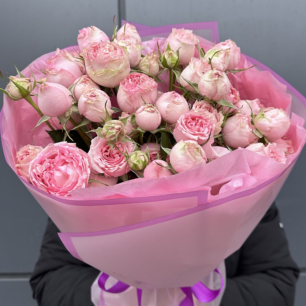 7 веток кустовых роз Пинк Блоссом (Pink Blossom)