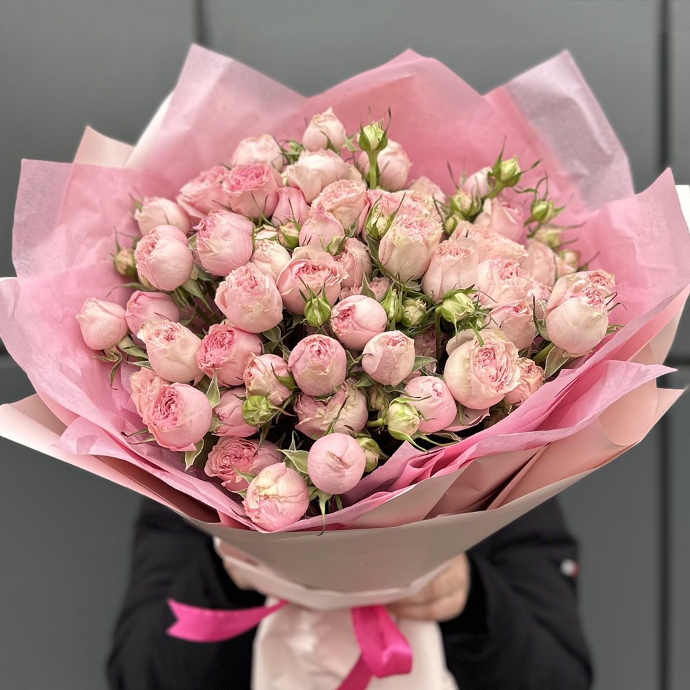 15 веток кустовых роз Пинк Блоссом (Pink Blossom)